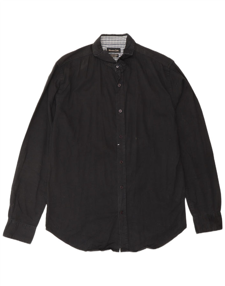 MASSIMO DUTTI Herreskjorte EU 40 Medium Sort Colourblock Bomuld