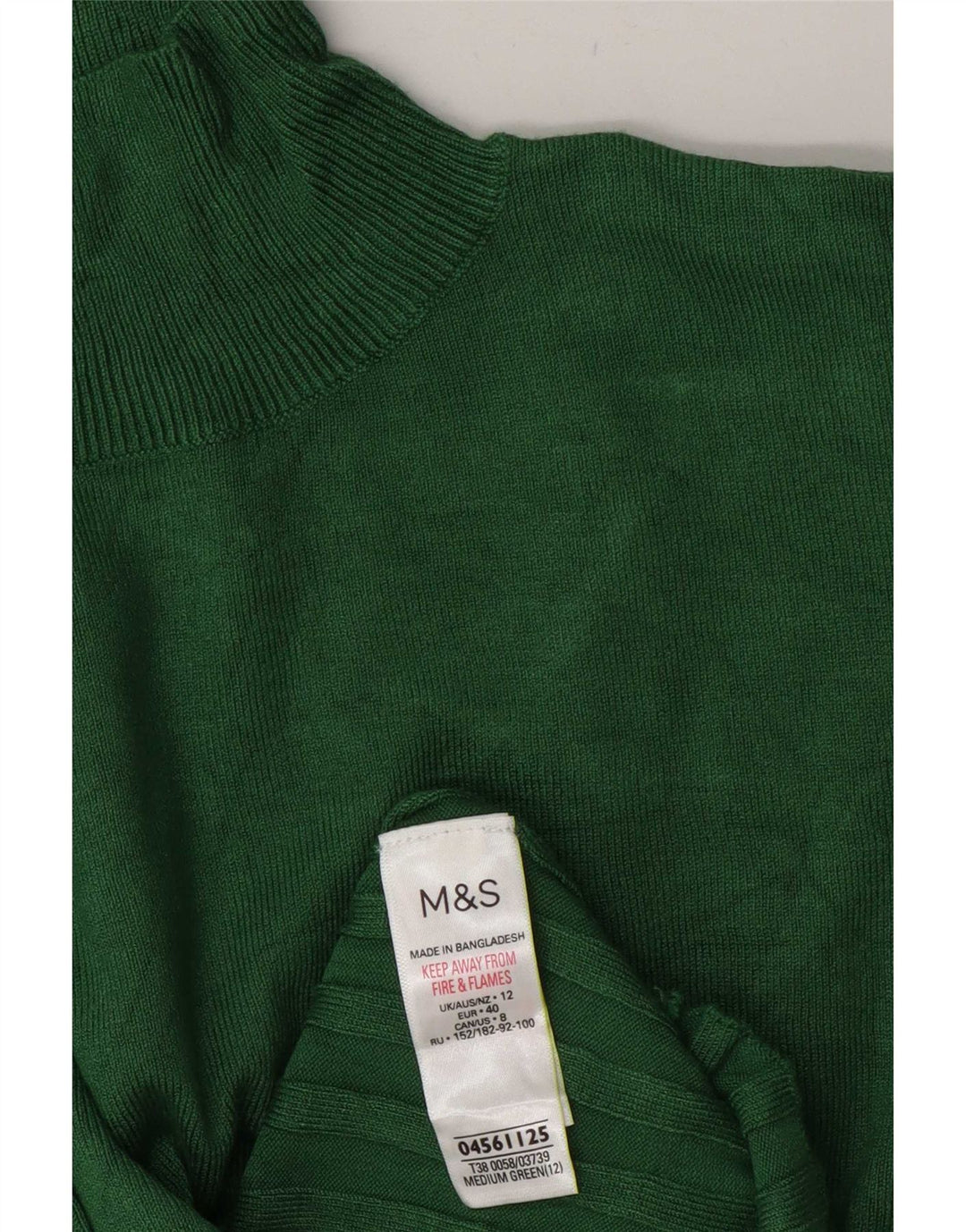 Marks & Spencer Dame Turtle Neck Jumper Sweater UK 12 Medium Green