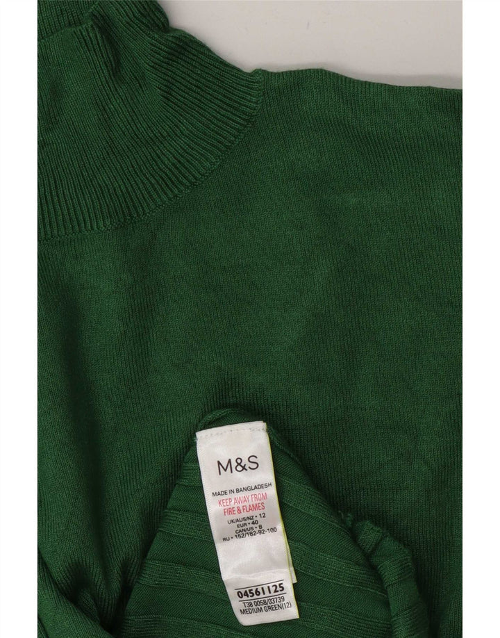 Marks & Spencer Dame Turtle Neck Jumper Sweater UK 12 Medium Green