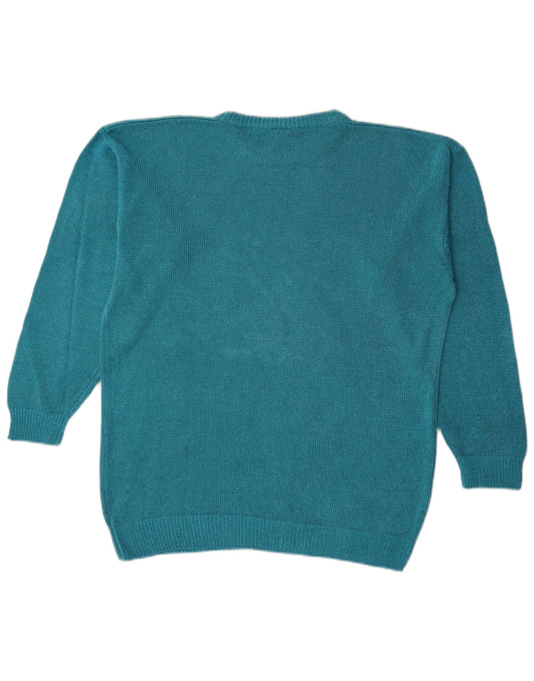 Vintage Kvinders Grafisk Oversized Boat Neck Jumper Sweater UK 14 Medium Blue