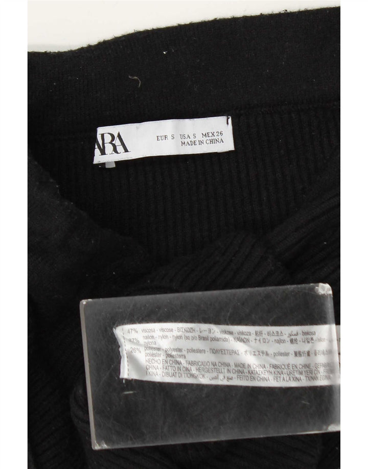 Zara Damestrik Mini-nederdel Small W26 Sort Viscose