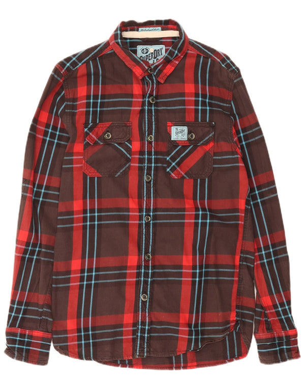 Superdry Flanelskjorte til mænd, medium brun ternet bomuld