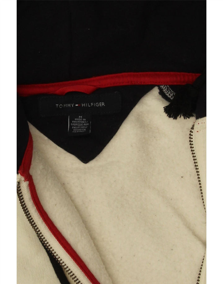 Tommy Hilfiger Herre hættetrøje med lynlås Medium Off White Colourblock