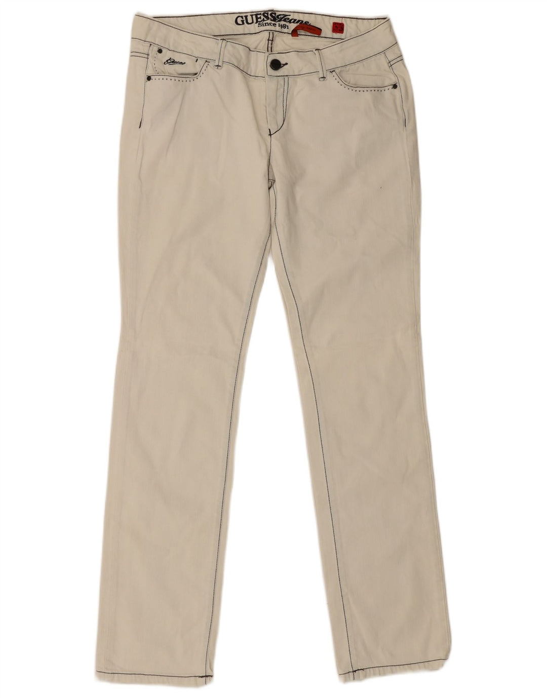 Guess Slim Jeans til kvinder W33 L34 Off White Bomuld