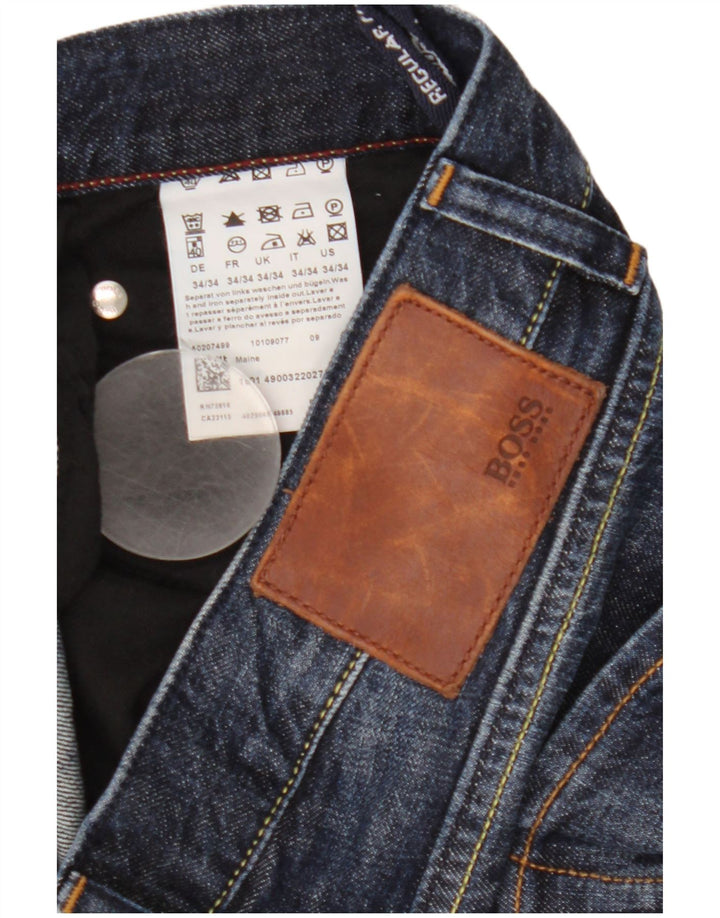 Hugo Boss Straight Jeans til mænd W34 L34 Blå Bomuld