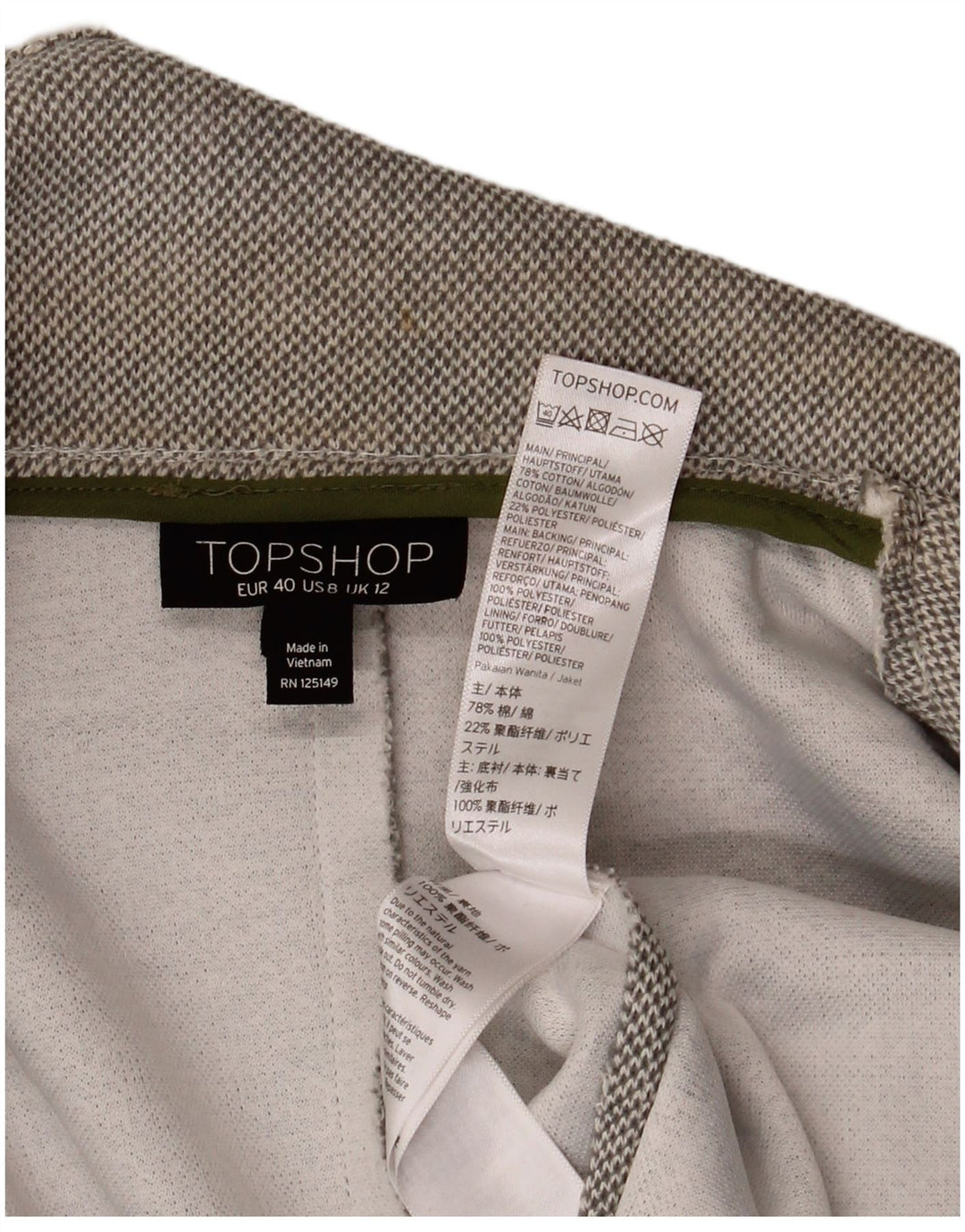 Topshop Dame Cardigan Sweater UK 12 Medium Grey Flecked Bomuld