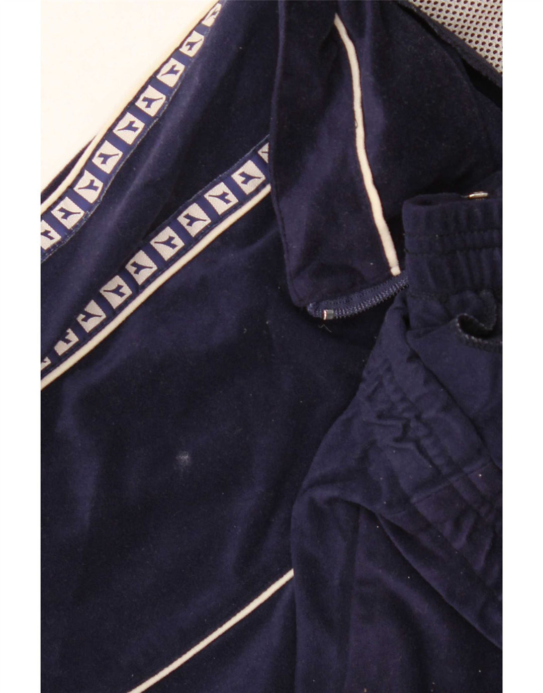 Diadora Herre grafisk velour træningsdragt topjakke UK 38 Medium Navy Blue