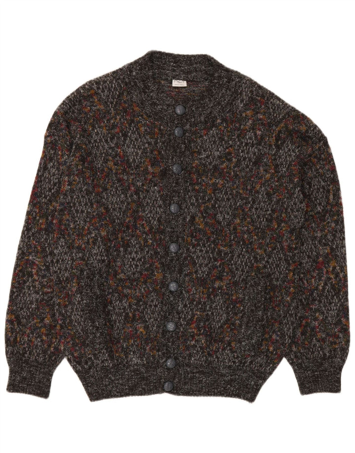 Pimet Herre Cardigan Sweater Stor Grå Flecked Uld