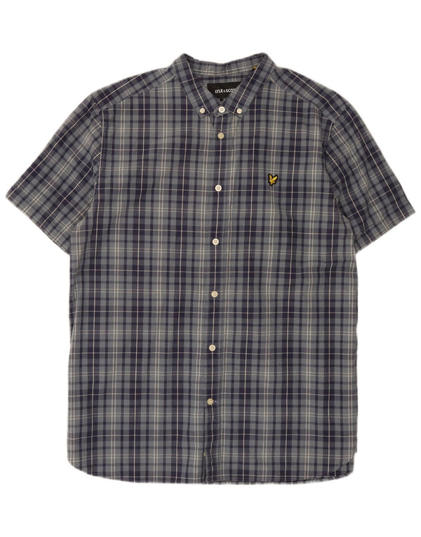 Lyle & Scott Kortærmet Herreskjorte med normal pasform XL Blå Plaid Bomuld