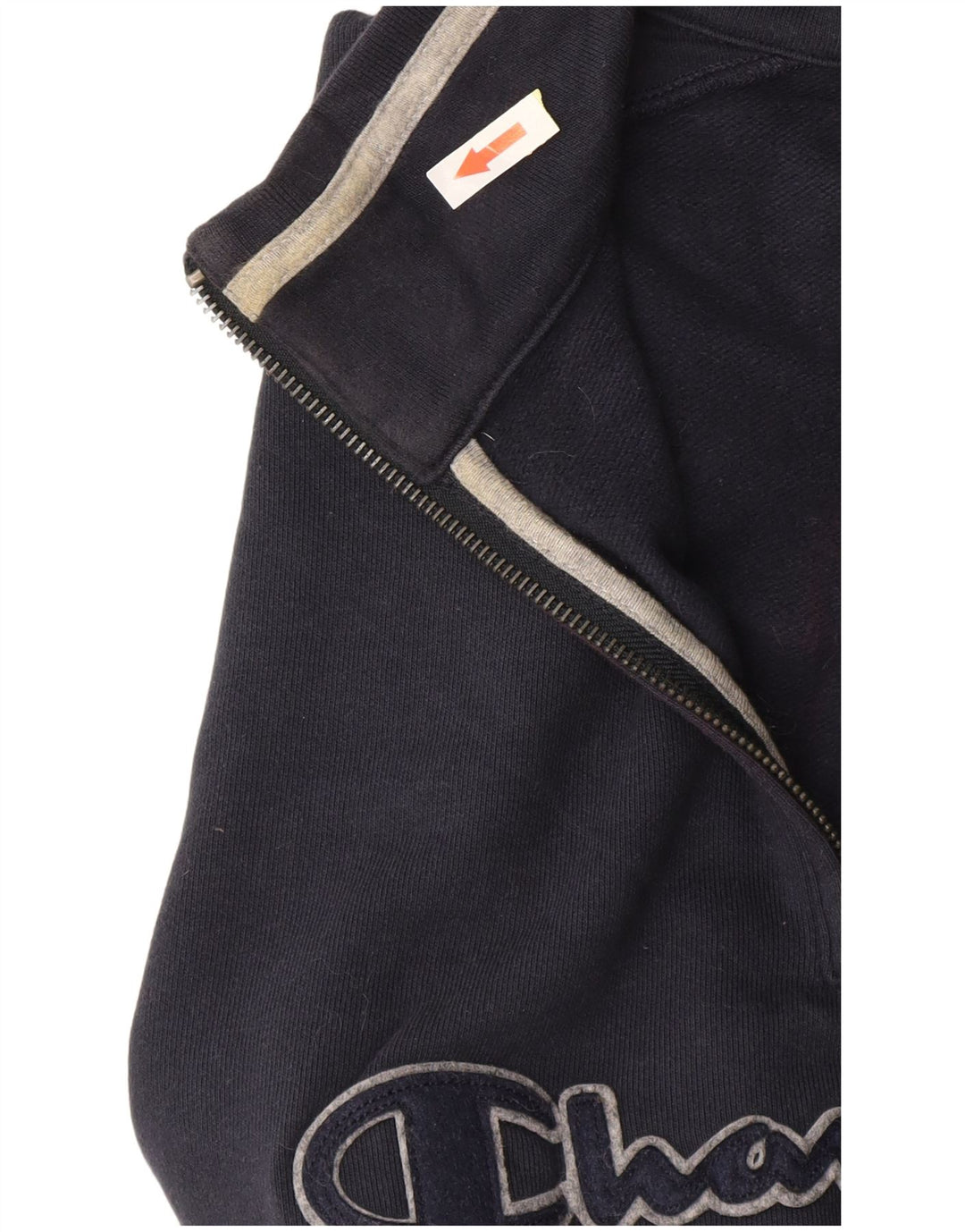 Champion Herre grafisk lynlås-hals sweatshirt jumper stor marineblå bomuld