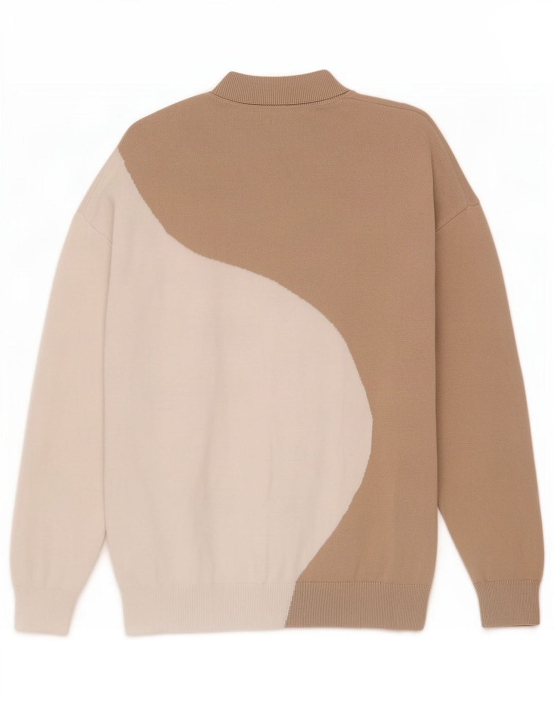 Zara Herre trøjetrøje med rund hals Medium Beige Colourblock Bomuld
