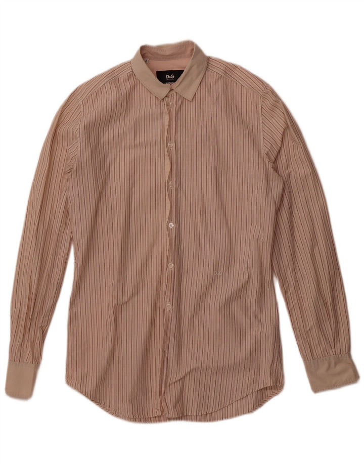 Dolce & Gabbana herre George skjorte str. 39 15 1/2 medium beige stribet