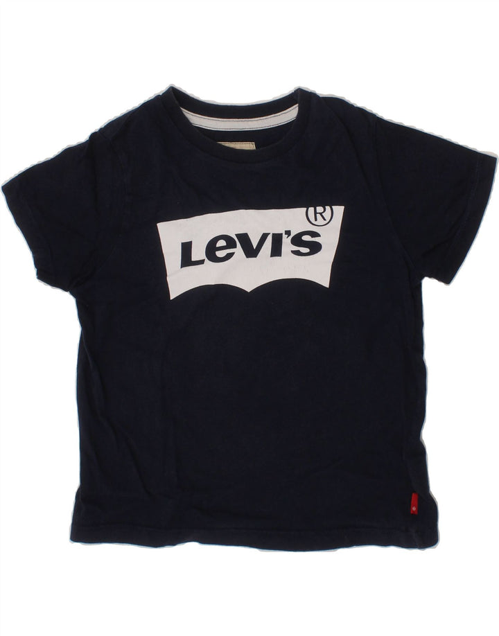 LEVI'S Boys Graphic T-Shirt Top 5-6 Years Navy Blue Cotton Vintage Levi's and Second-Hand Levi's from Messina Hembry 