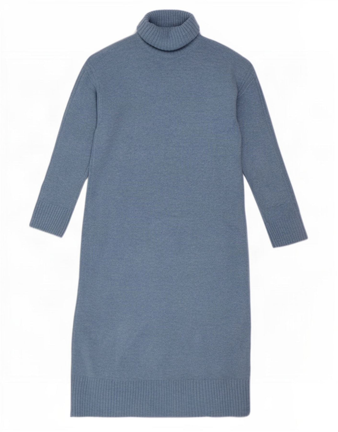 Marks & Spencer Dame Langærmet Jumper Kjole UK 14 Medium Blue Polyester