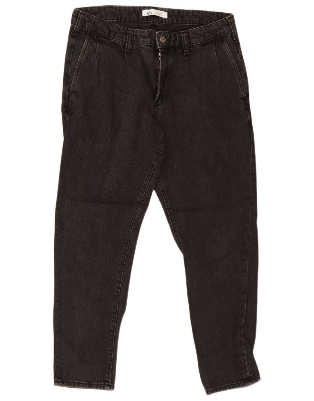 Zara Herre Cropped Slim Jeans EU 40 Medium W31 L27 Sort Bomuld