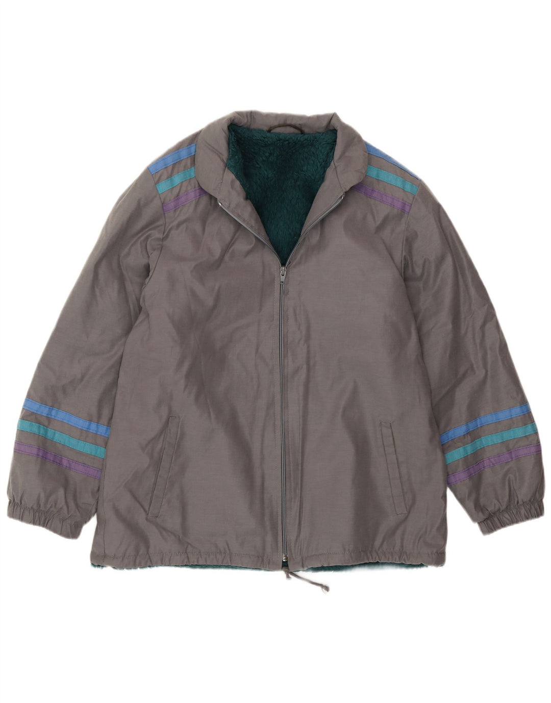 Vintage Herre Windbreaker Jacket UK 38 Medium Grå Stribet