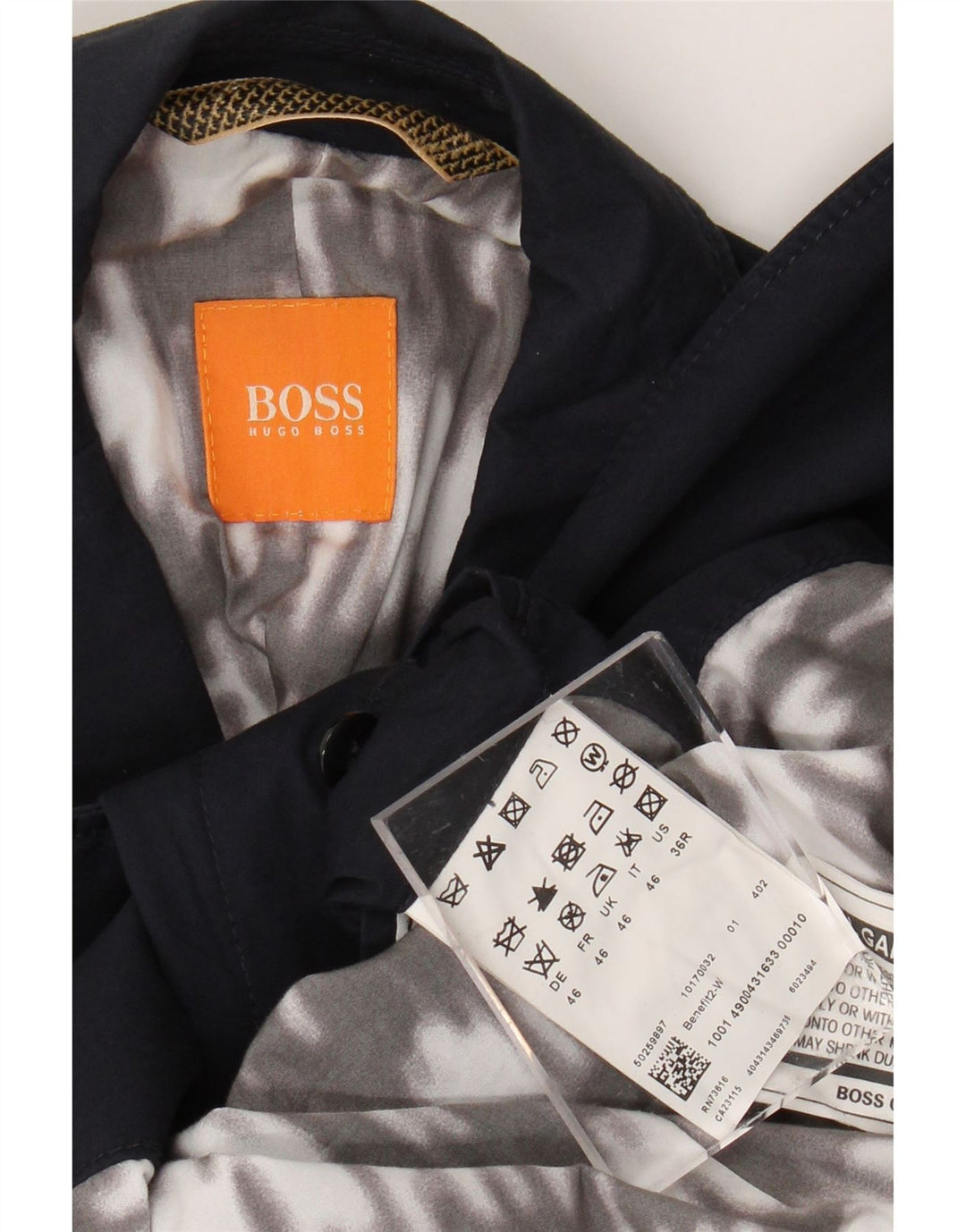 HUGO BOSS Herre 2-knaps blazerjakke EU 46 Lille marineblå bomuld