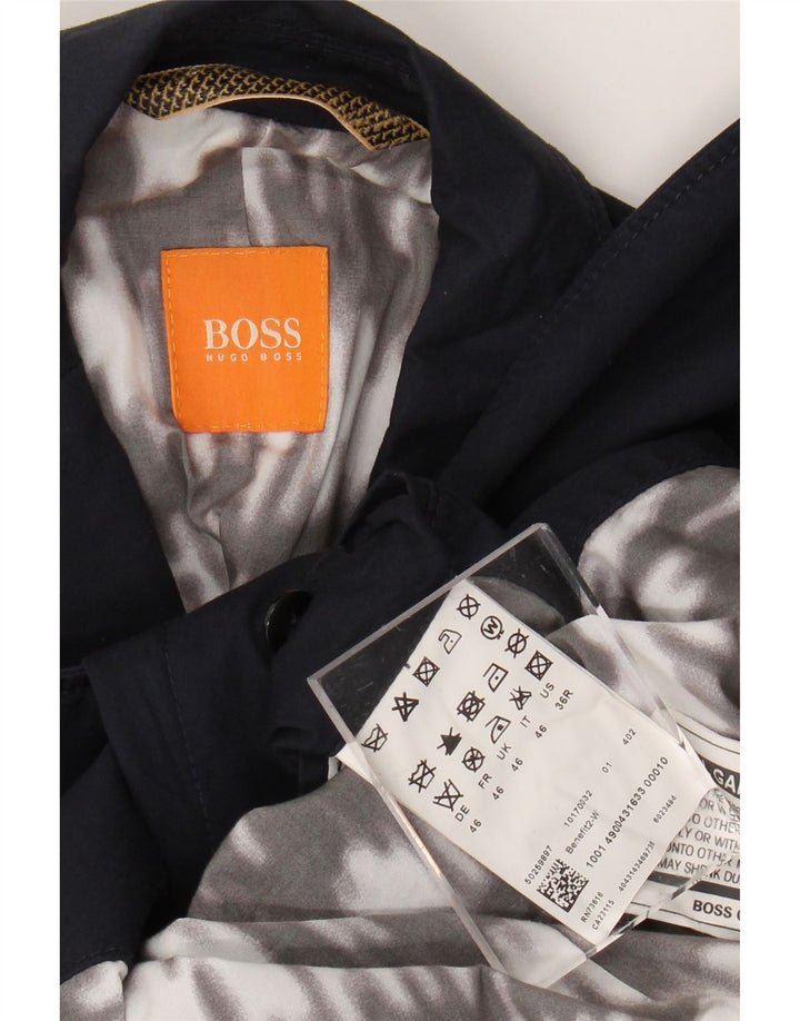 HUGO BOSS Herre 2-knaps blazerjakke EU 46 Lille marineblå bomuld