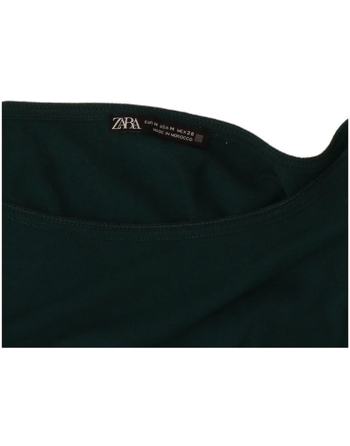 Zara Womens Crop Top Langærmet UK 14 Medium Green