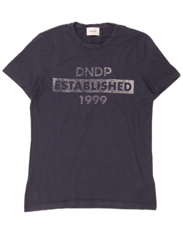 Dondup Herre Grafisk T-Shirt Top Medium Marineblå Bomuld
