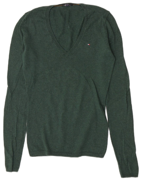 Tommy Hilfiger Dame Regular Fit V-hals sweater UK 6 XS Grøn