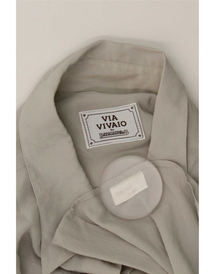 Pancaldi skjortebluse til kvinder UK 18 XL Grå Silke
