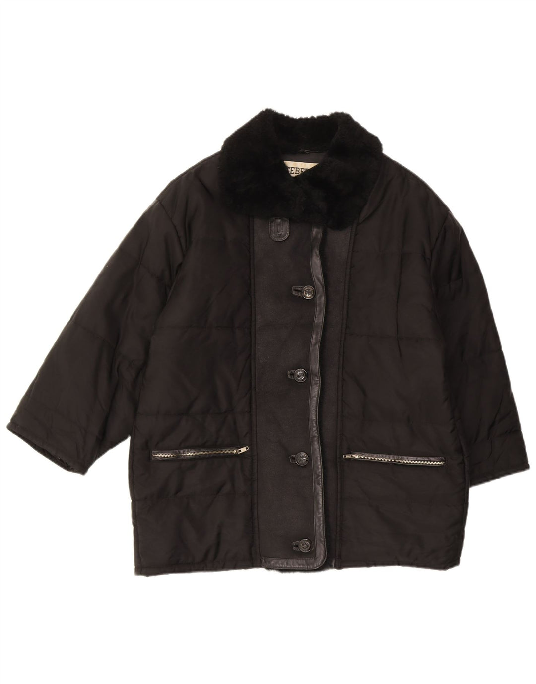 ICEBERG Womens Padded Coat IT 44 Medium Black Nylon