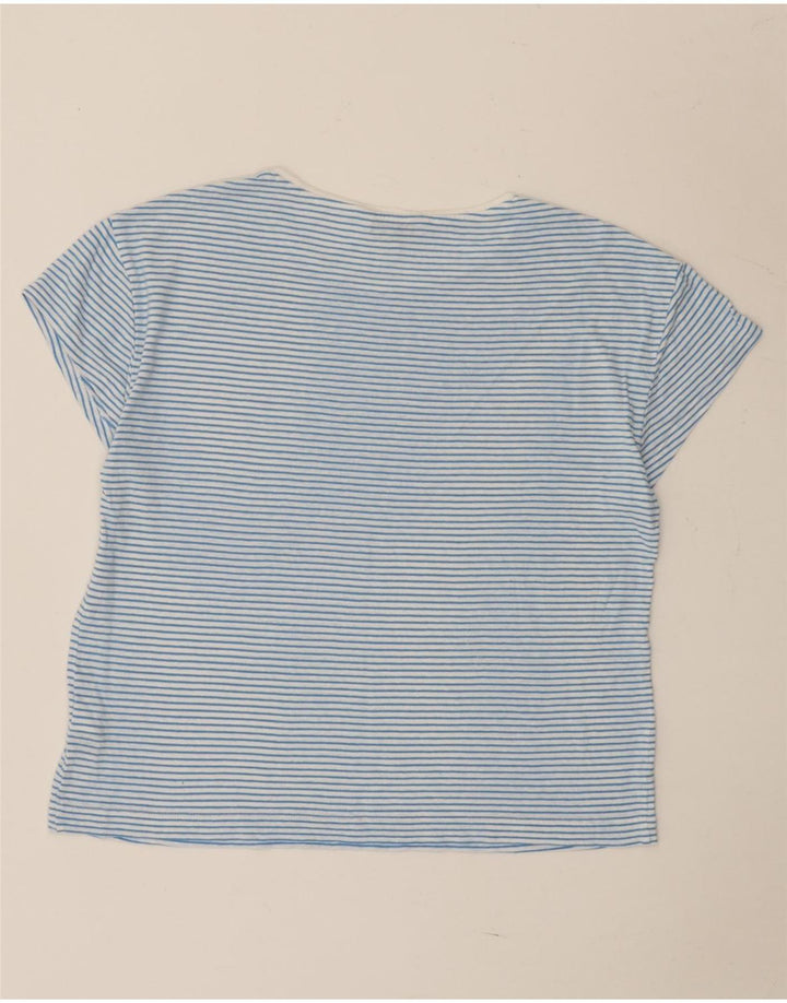 Marks & Spencer T-shirt top til kvinder UK 12 Mellemblå stribet linned