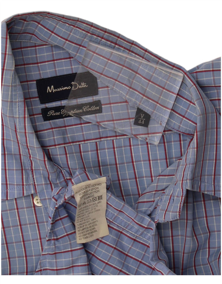 Massimo Dutti Herreskjorte str. 44 XL Blå ternet bomuld
