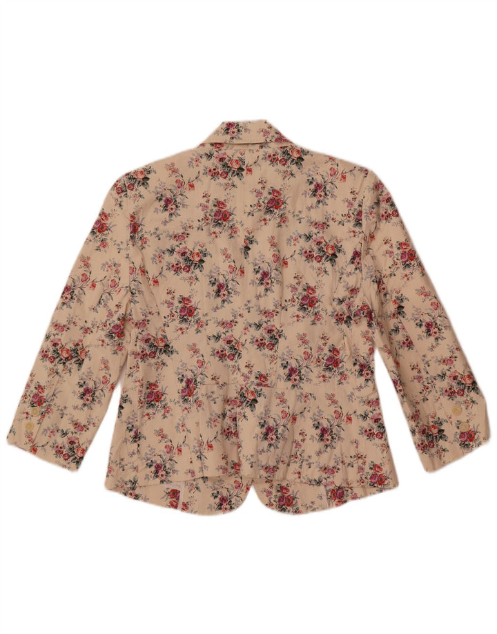 Zara Dame 1 Knap Blazer Jacket UK 14 Large Off White Blomsterbomuld