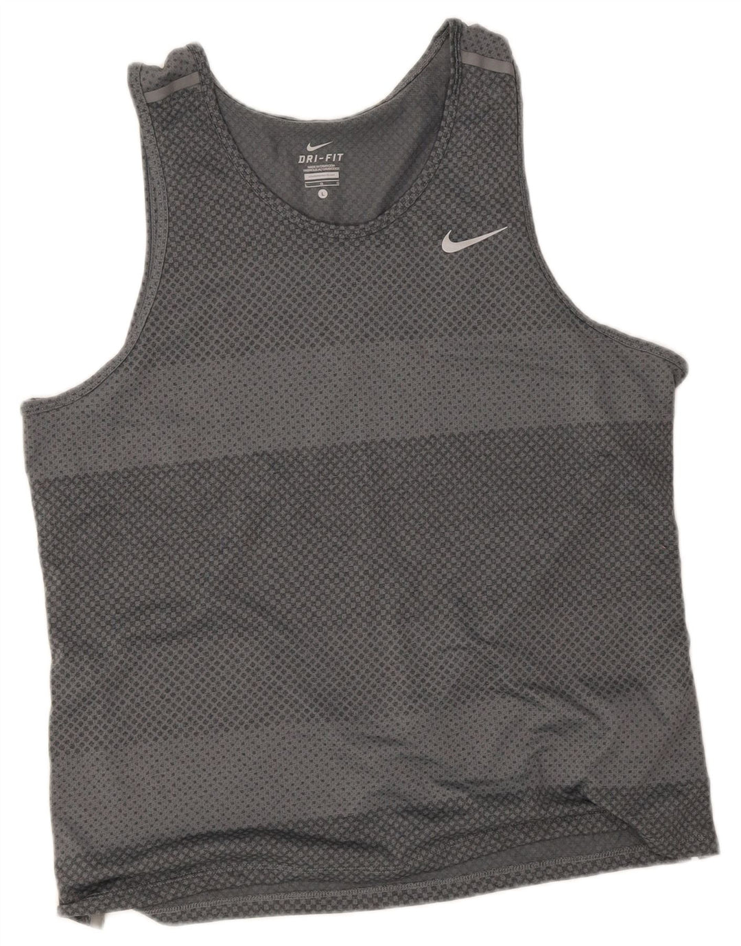 Nike Herre Dri Fit Vest Top Stor Grå Stribet Polyester