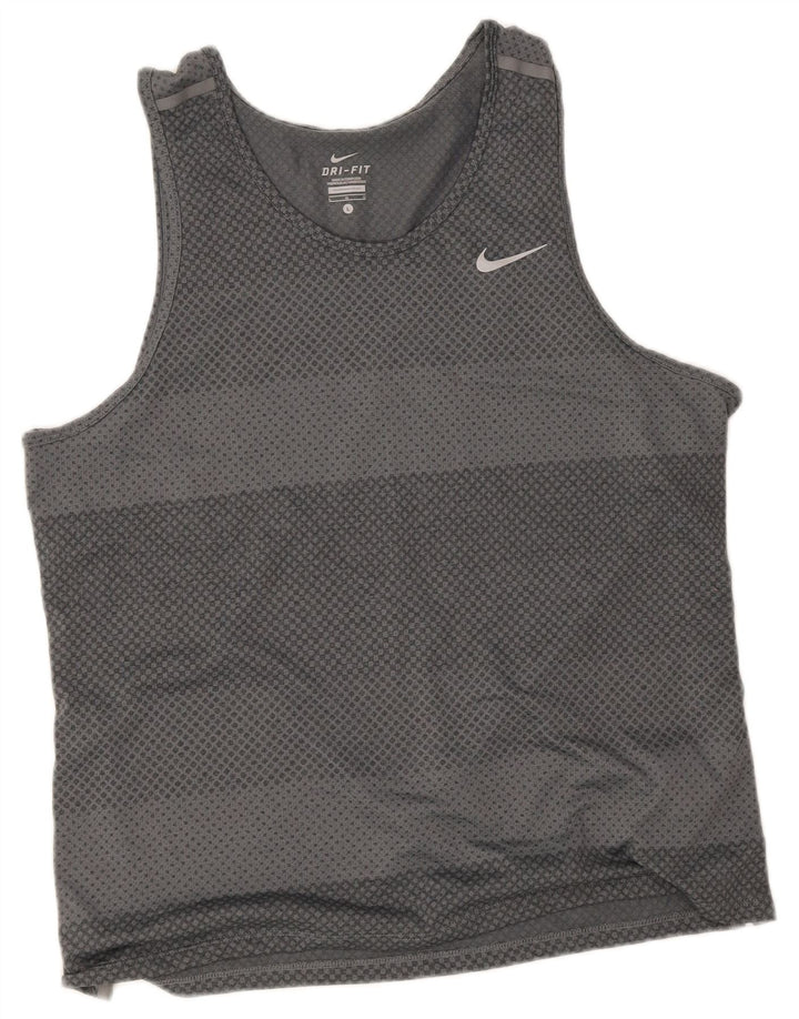 Nike Herre Dri Fit Vest Top Stor Grå Stribet Polyester