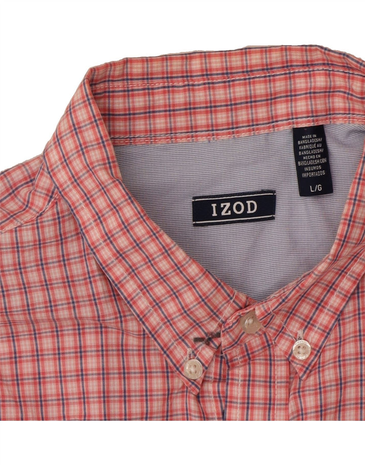 IZOD Mens Shirt Large Pink Check Cotton Vintage Izod and Second-Hand Izod from Messina Hembry 