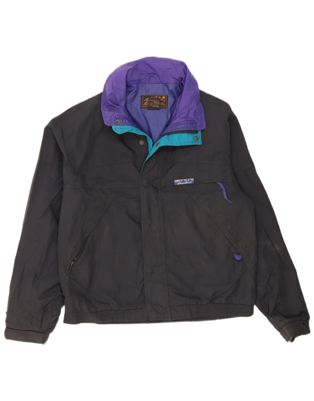 Eddie Bauer Herre Windbreaker Jacket UK 36 Small Black Nylon