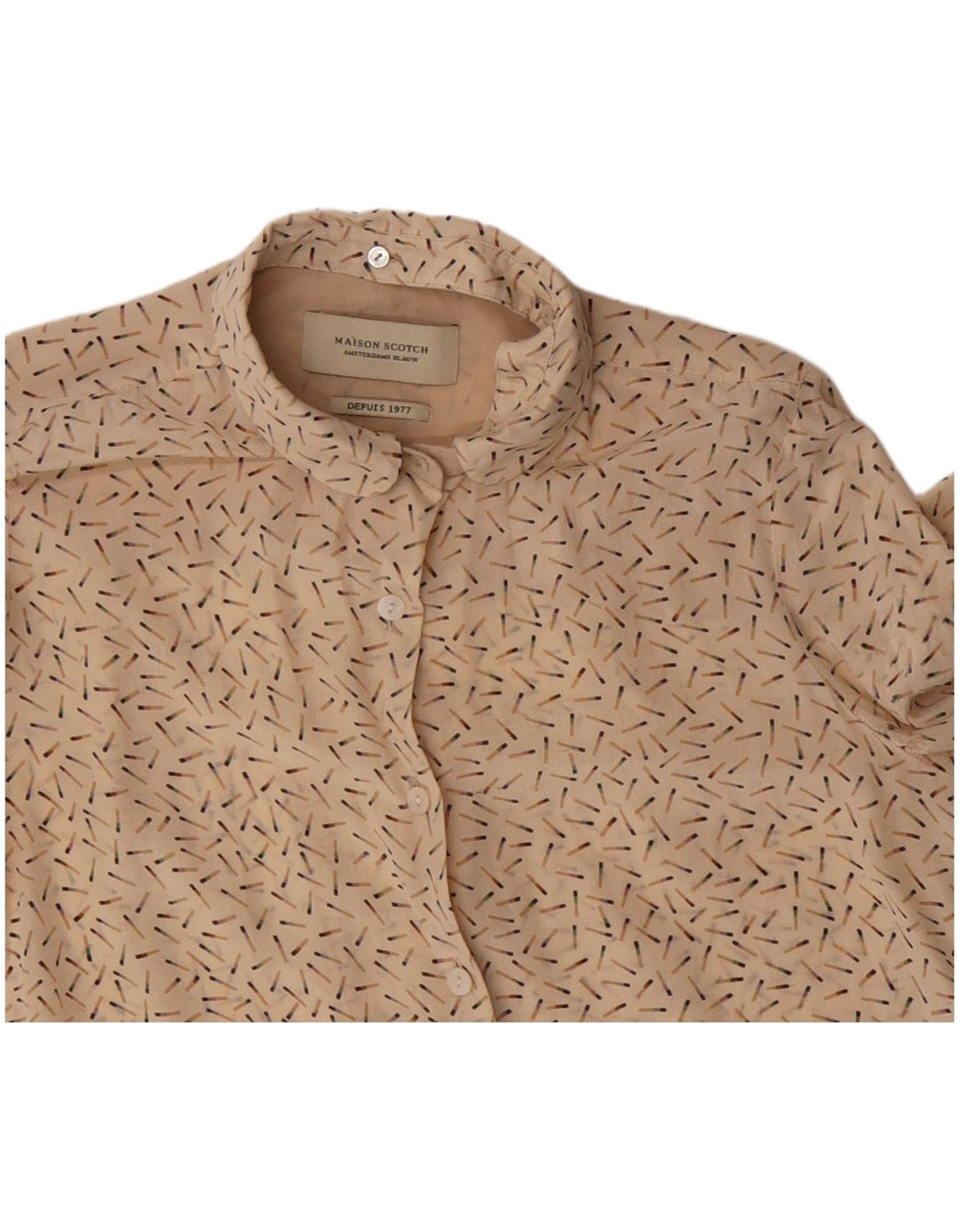 MAISON SCOTCH Womens Abstract Pattern Shirt UK 12 Medium Beige
