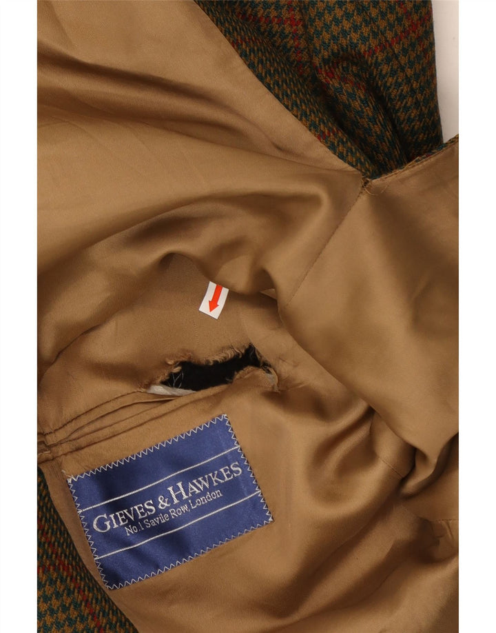 Gieves & Hawkes Herre 2-knaps blazerjakke UK 44 2XL Khaki Houndstooth