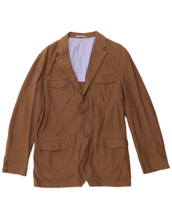 MASSIMO DUTTI Herre 3-knaps blazerjakke UK 40 Stor brun bomuld