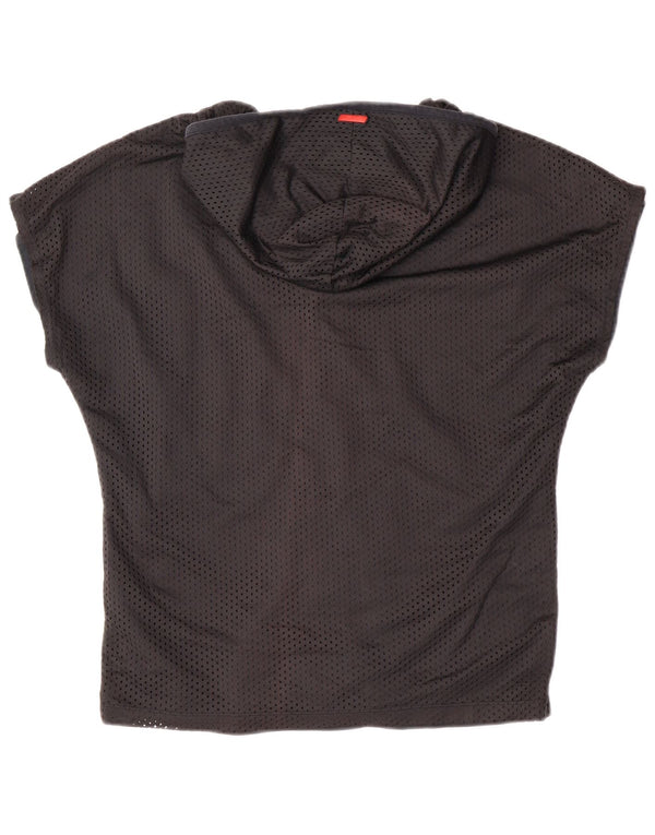 Puma Dame Hætte Kortærmet Træningsdragt Top Jakke UK 10 Lille Sort