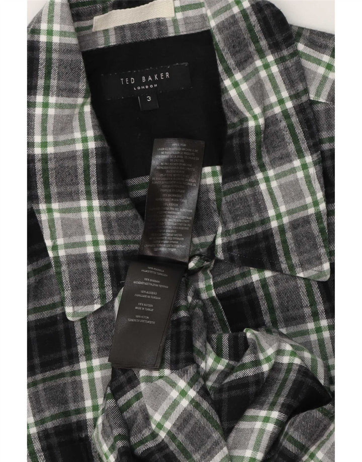 Ted Baker Herre flannelskjorte str. 3 Medium Grøn ternet bomuld