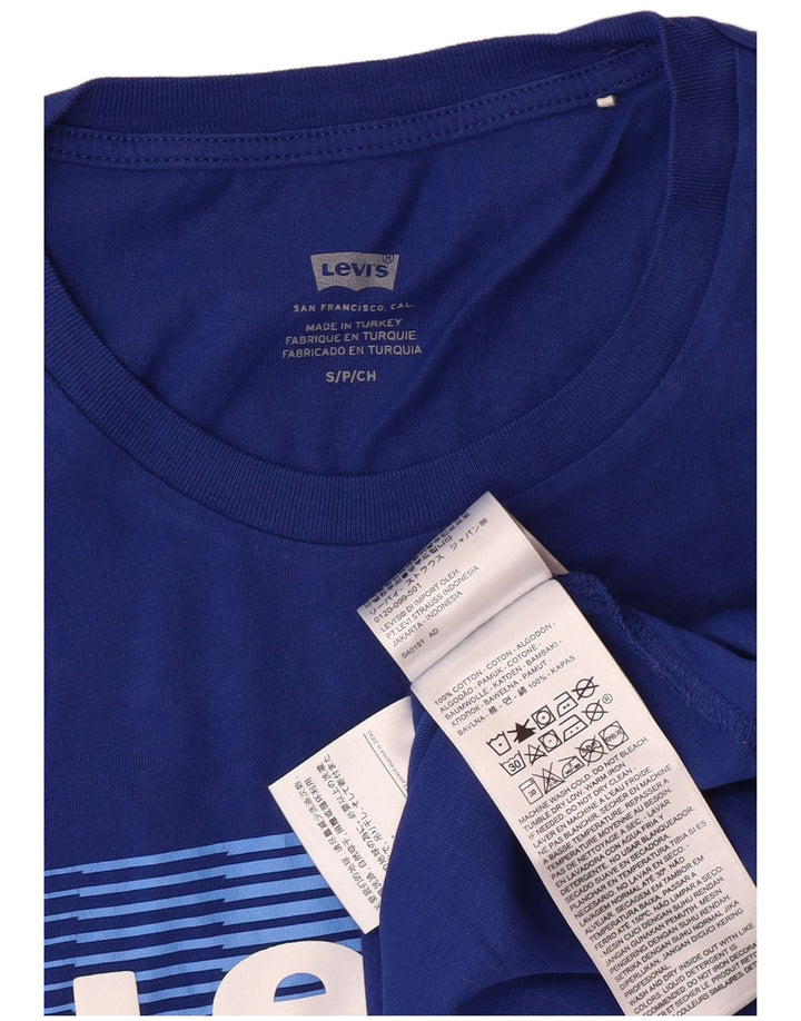LEVI'S Herre grafisk T-shirt Top Lille blå bomuld