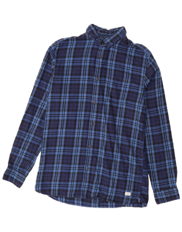 JACK & JONES Flanelskjorte til mænd Medium marineblå ternet bomuld