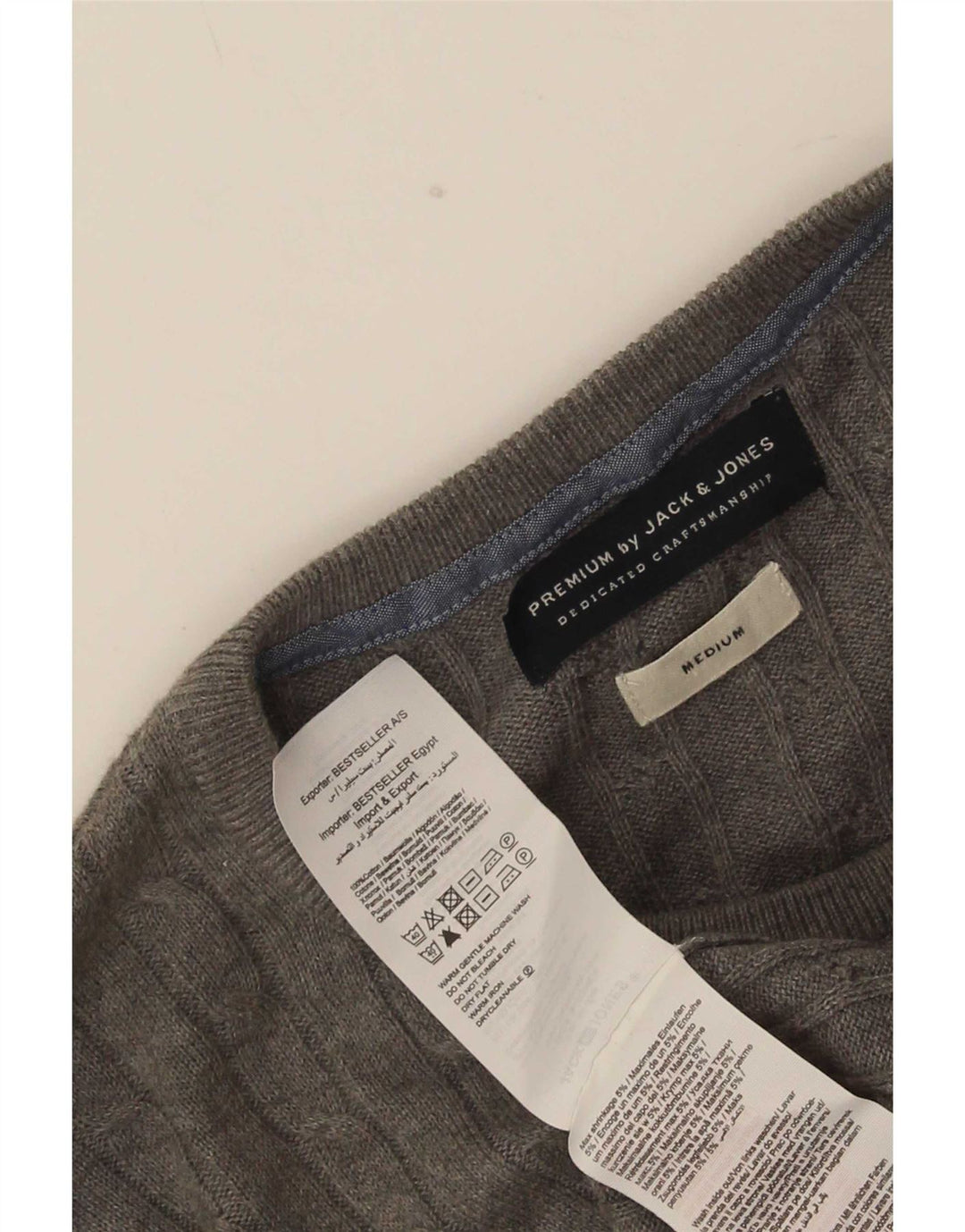 Jack & Jones Herre sweater med rund hals, mellemgrå bomuld