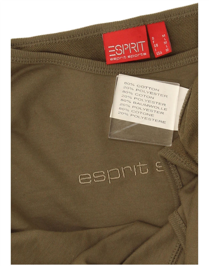 Esprit Dame Crop Grafisk Top Langærmet UK 14 Medium Grøn Bomuld