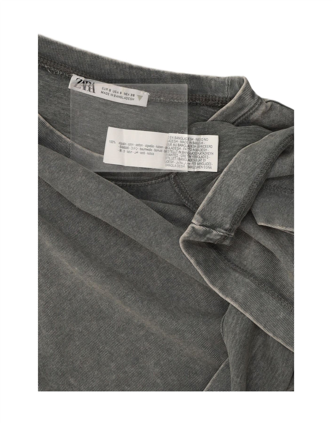 ZARA Womens Oversized Crop Vest Top UK 10 Small Grey Cotton Vintage Zara and Second-Hand Zara from Messina Hembry 