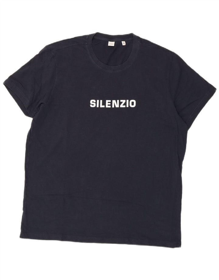 ASPESI Herre grafisk T-shirt top XL marineblå bomuld