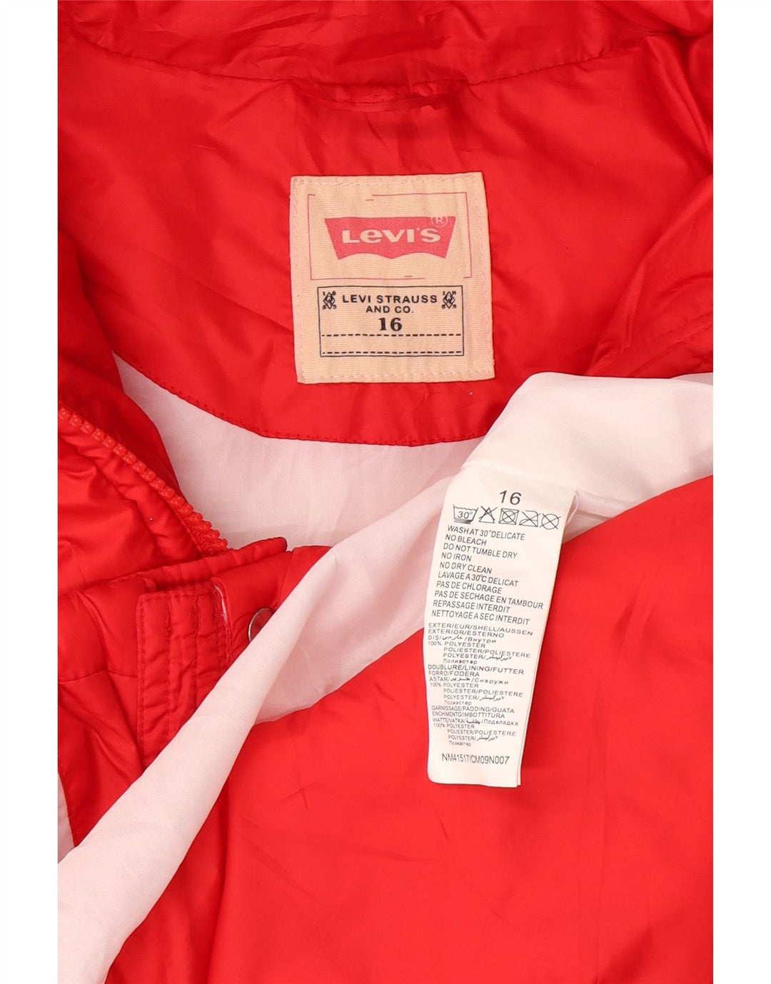 Levi's Piger Polstret Hættejakke 15-16 År Rød Polyester