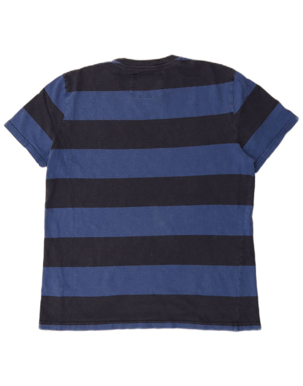 Jack Wills Mens T-Shirt Top Medium Navy Blue Striped Cotton