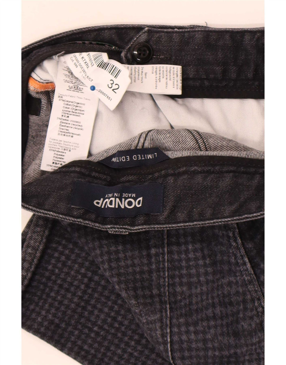 Dondup Herre Slim Jeans W32 L30 Grå Houndstooth Bomuld