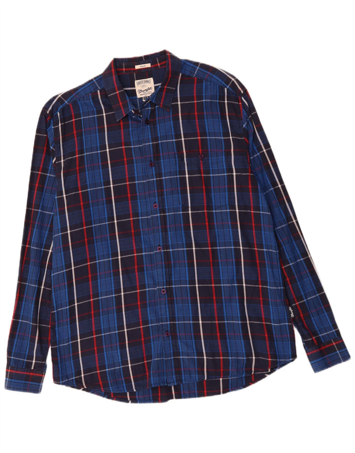 Wrangler herre Regular Fit skjorte XL marineblå ternet bomuld