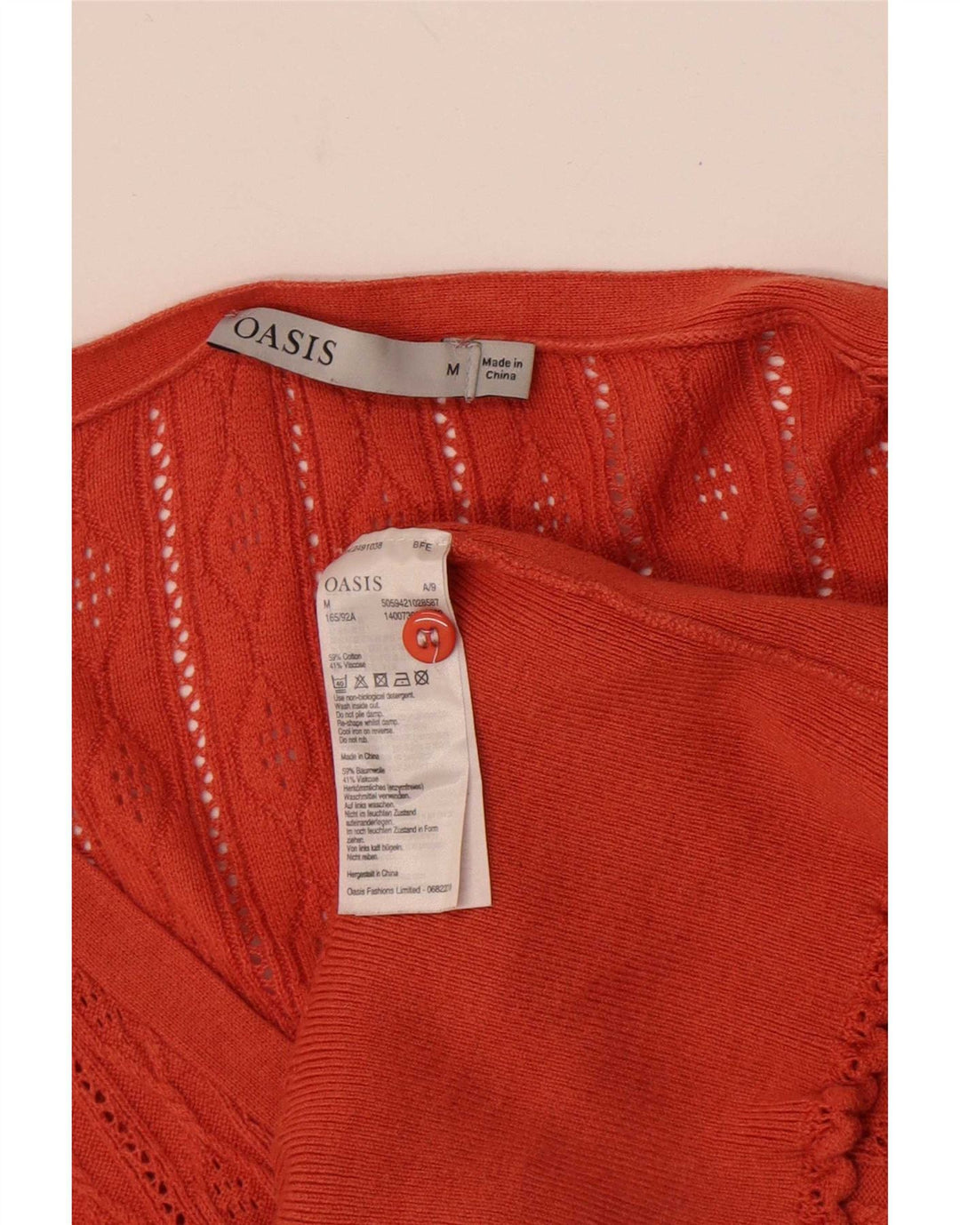Oasis Dame Oversized Cardigan Sweater UK 14 Medium Orange Bomuld